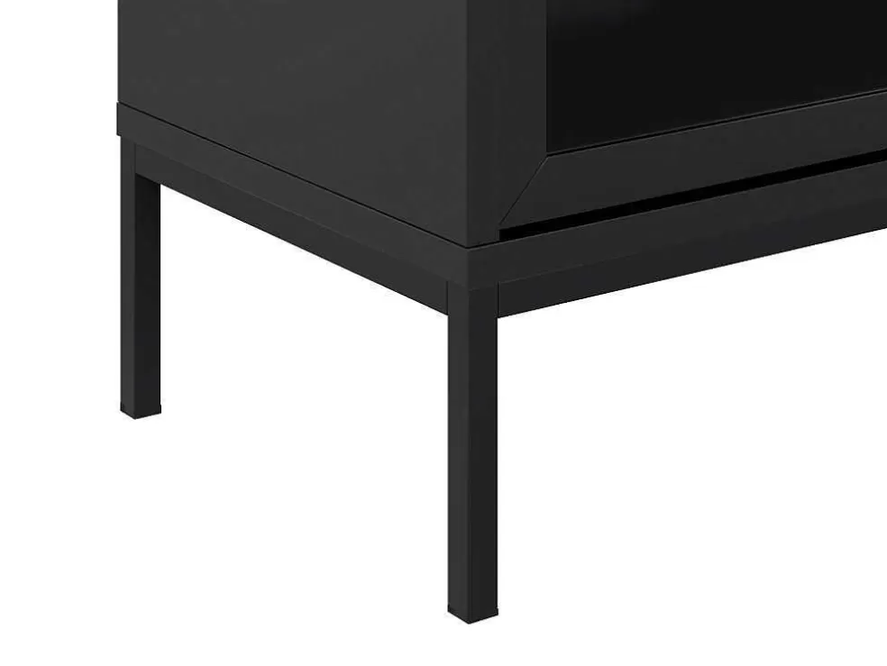 Vente-unique Vitrina 2 Portas Com Leds Preto E Natural Escuro - Mialine* Biblioteca, Vitrina, Estante