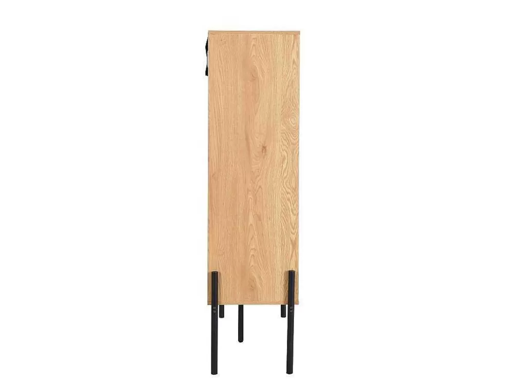 Vente-unique Vitrina Com 2 Portas Deslizantes Natural Claro E Preto - Memphis Ii* Promoções Sala