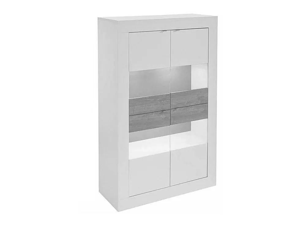 Vente-unique Vitrina Com Leds E 4 Portas Disponivel Em Branco Lacado - Comete* Biblioteca, Vitrina, Estante
