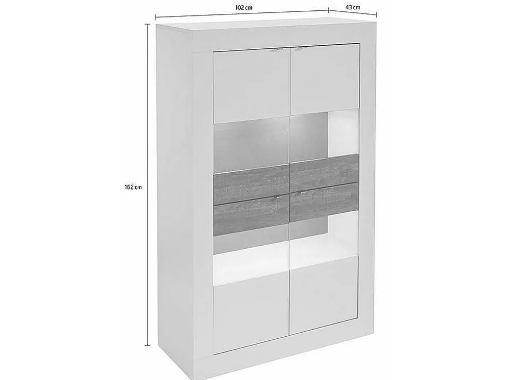 Vente-unique Vitrina Com Leds E 4 Portas Disponivel Em Branco Lacado - Comete* Biblioteca, Vitrina, Estante