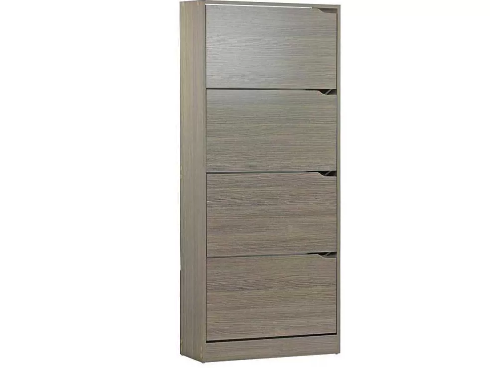 Vente-unique Wehome - Sapateira 4 Portas Com Puxadores Retrateis 63X150 Cm Carvalho Cinza* Sapateira