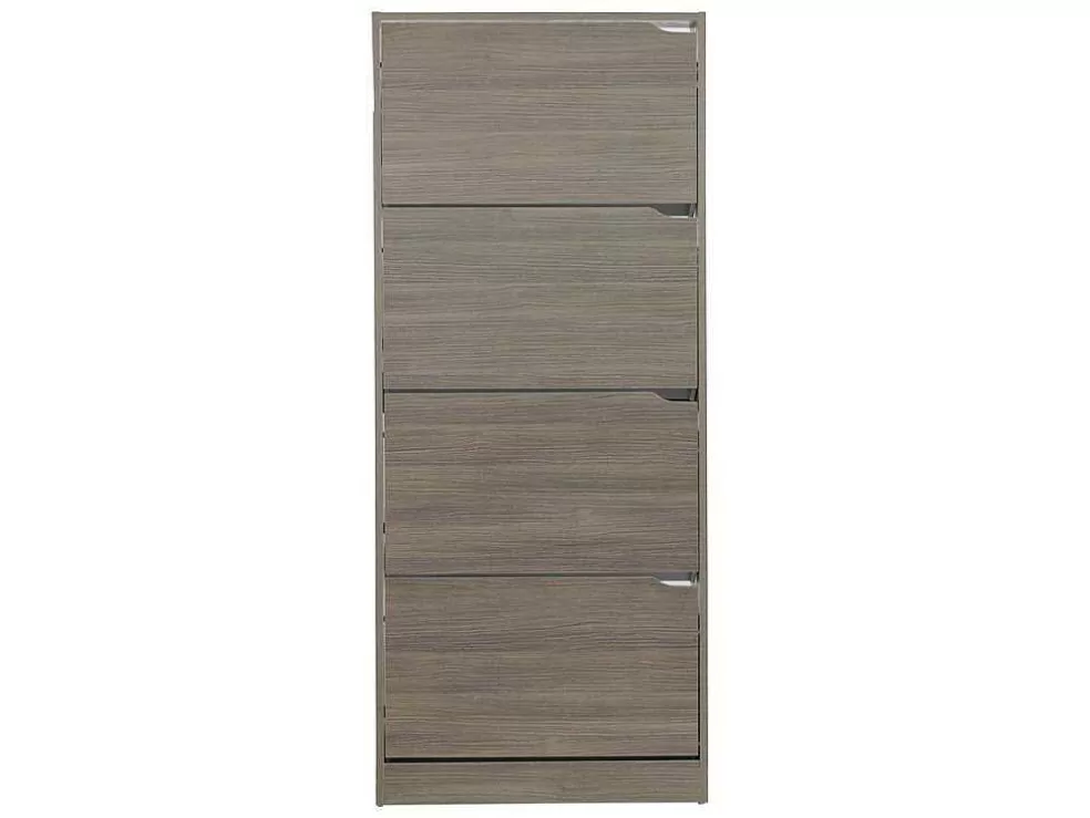 Vente-unique Wehome - Sapateira 4 Portas Com Puxadores Retrateis 63X150 Cm Carvalho Cinza* Sapateira