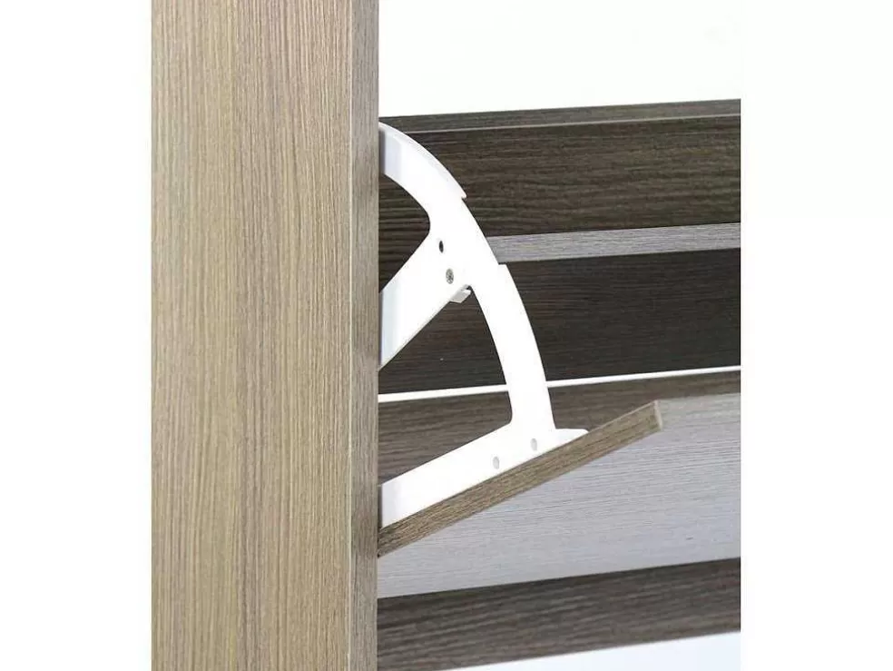 Vente-unique Wehome - Sapateira 4 Portas Com Puxadores Retrateis 63X150 Cm Carvalho Cinza* Sapateira