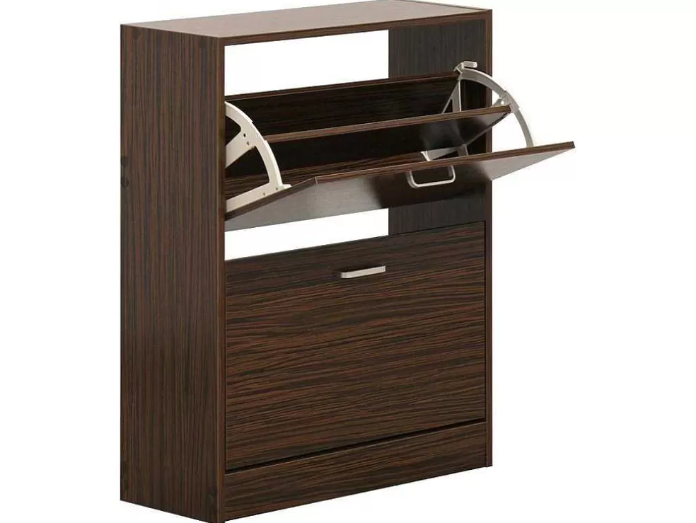 Vente-unique Wehome - Sapateira Design Com 2 Portas 63X80 Cm Em Madeira Zebrano* Sapateira