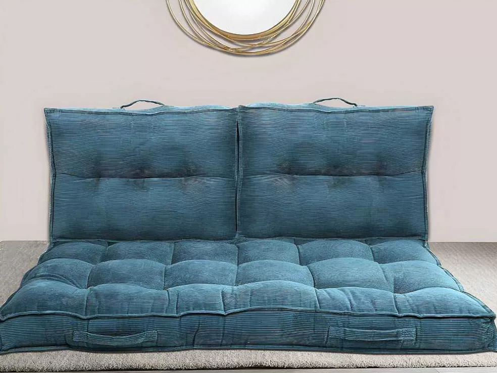 OZAIA Almofada Para Paletes 120 X 80 X 10 Cm Veludo Canelado Azul - Baila* Têxtil De Casa