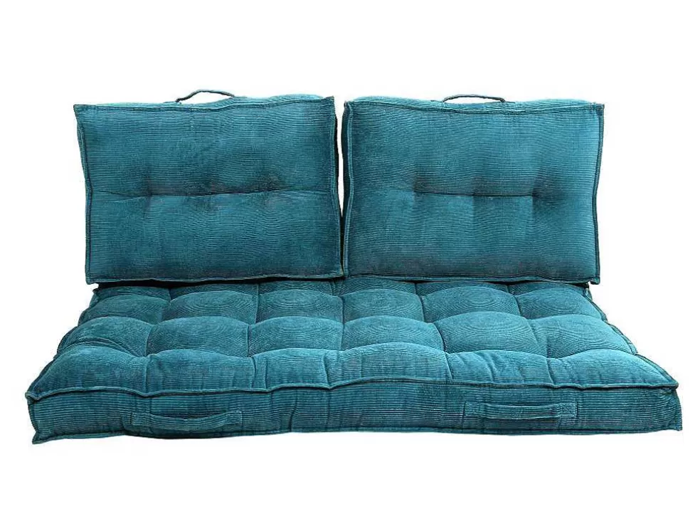 OZAIA Almofada Para Paletes 120 X 80 X 10 Cm Veludo Canelado Azul - Baila* Têxtil De Casa