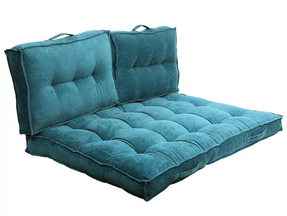 OZAIA Almofada Para Paletes 120 X 80 X 10 Cm Veludo Canelado Azul - Baila* Têxtil De Casa