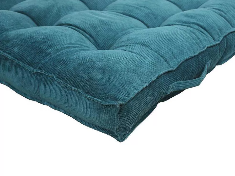 OZAIA Almofada Para Paletes 120 X 80 X 10 Cm Veludo Canelado Azul - Baila* Têxtil De Casa