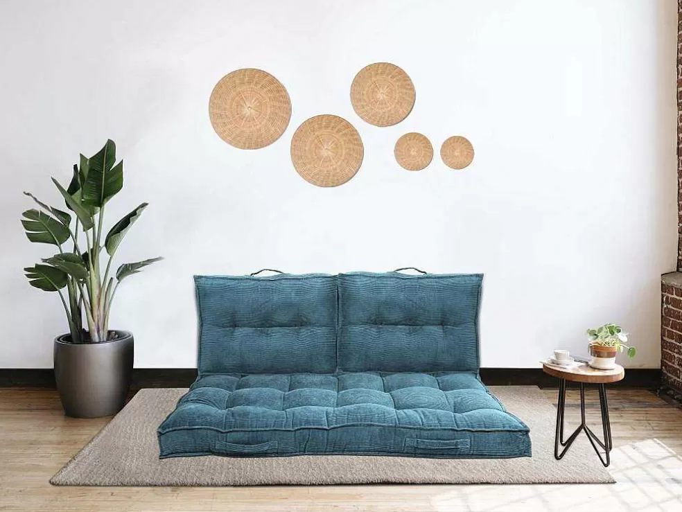 OZAIA Almofada Para Paletes 120 X 80 X 10 Cm Veludo Canelado Azul - Baila* Têxtil De Casa