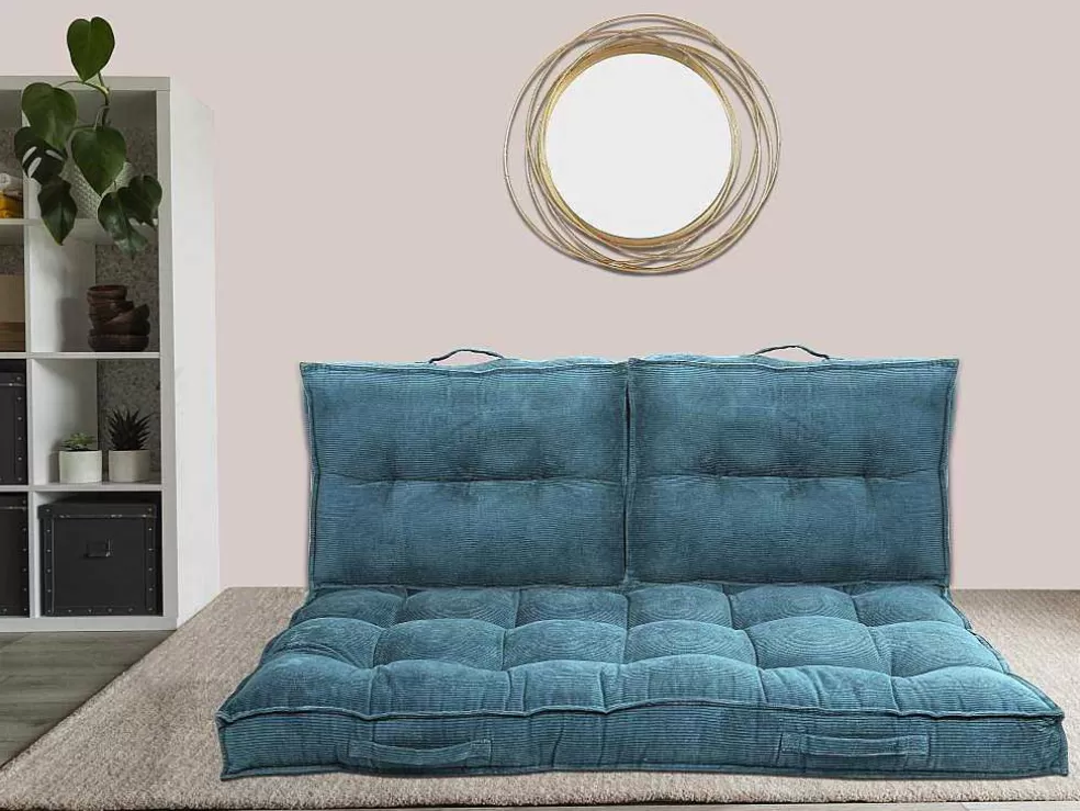 OZAIA Almofada Para Paletes 120 X 80 X 10 Cm Veludo Canelado Azul - Baila* Têxtil De Casa