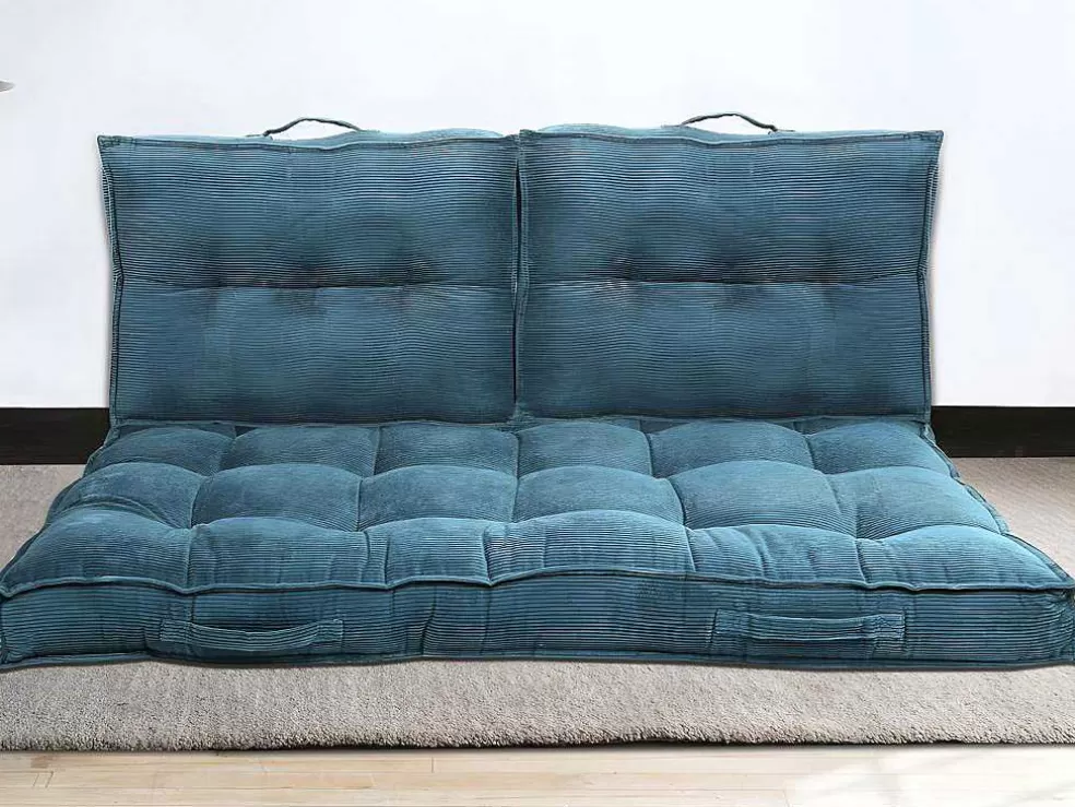 OZAIA Almofada Para Paletes 120 X 80 X 10 Cm Veludo Canelado Azul - Baila* Têxtil De Casa