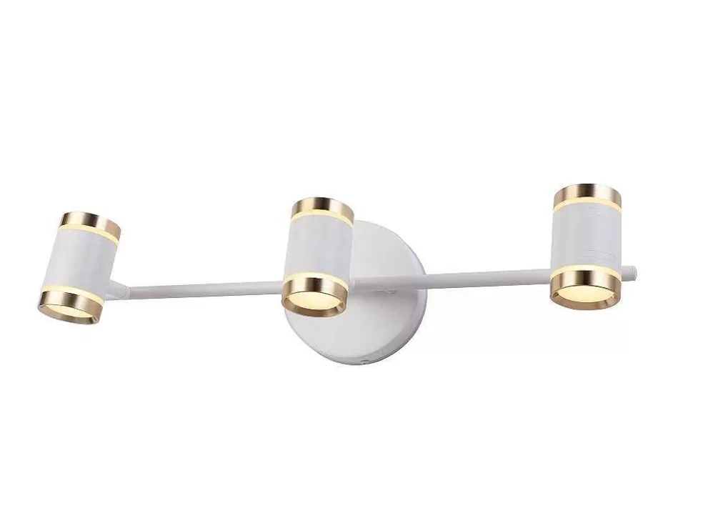 OZAIA Aplique De Casa De Banho Com Leds Aluminio, 3 Focos, L45 Cm Branco E Dourado - Ashford* Candeeiro De Parede