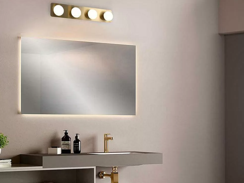OZAIA Aplique De Casa De Banho Com Leds Metal 4 Focos L40 Cm Dourado - Morley* Candeeiro De Parede
