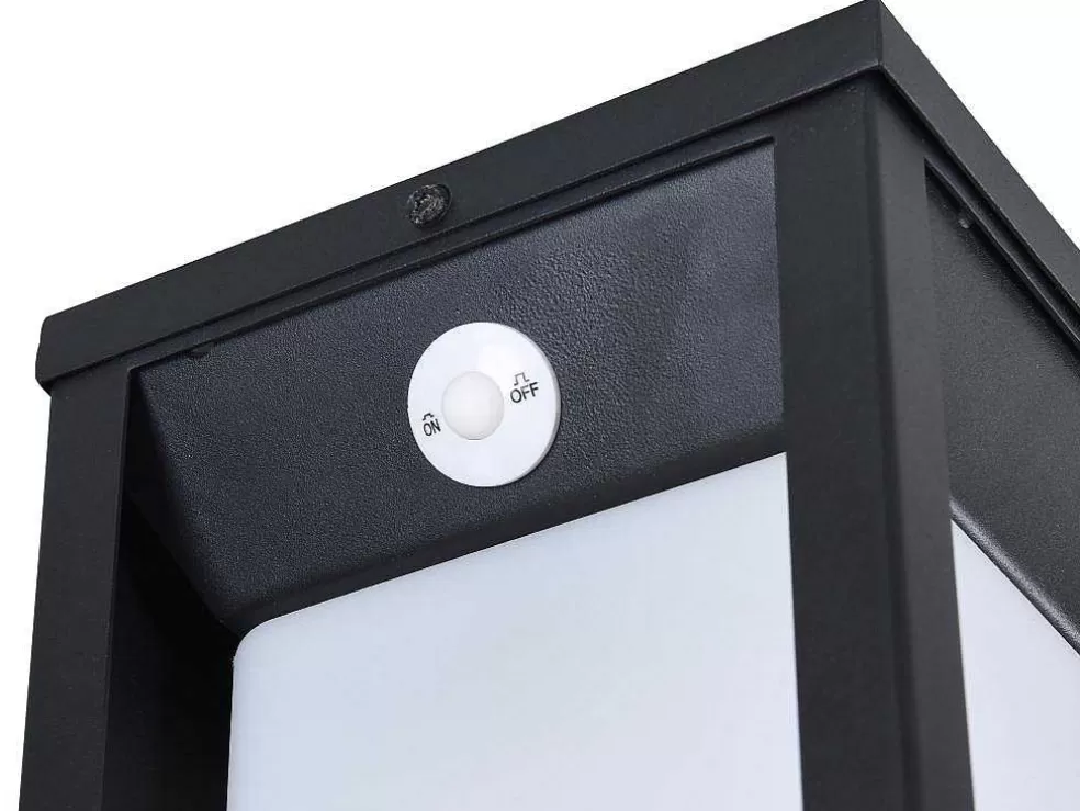 SOLARGEO Aplique De Exterior Com Painel Solar E Leds C15 X A30 Cm Metal Preto - Fozzano* Iluminação De Exterior