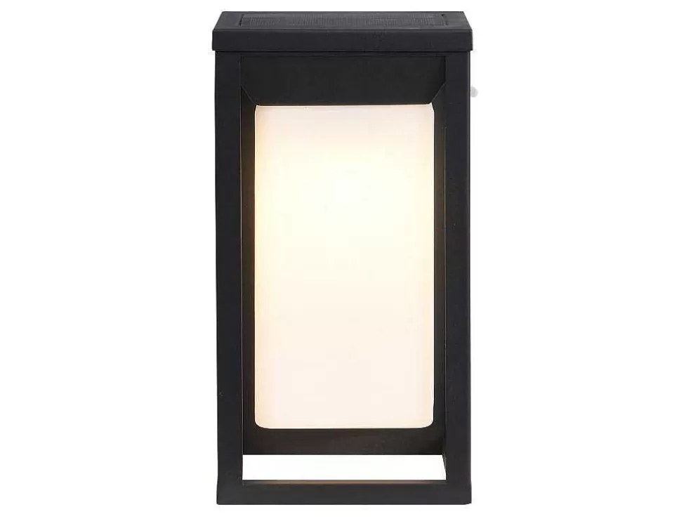 SOLARGEO Aplique De Exterior Com Painel Solar E Leds C15 X A30 Cm Metal Preto - Fozzano* Iluminação De Exterior