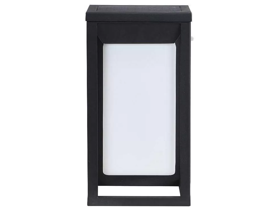 SOLARGEO Aplique De Exterior Com Painel Solar E Leds C15 X A30 Cm Metal Preto - Fozzano* Iluminação De Exterior