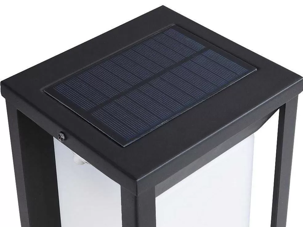 SOLARGEO Aplique De Exterior Com Painel Solar E Leds C15 X A30 Cm Metal Preto - Fozzano* Iluminação De Exterior