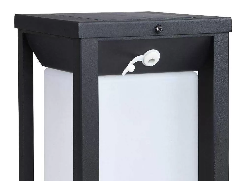 SOLARGEO Aplique De Exterior Com Painel Solar E Leds C15 X A30 Cm Metal Preto - Fozzano* Iluminação De Exterior