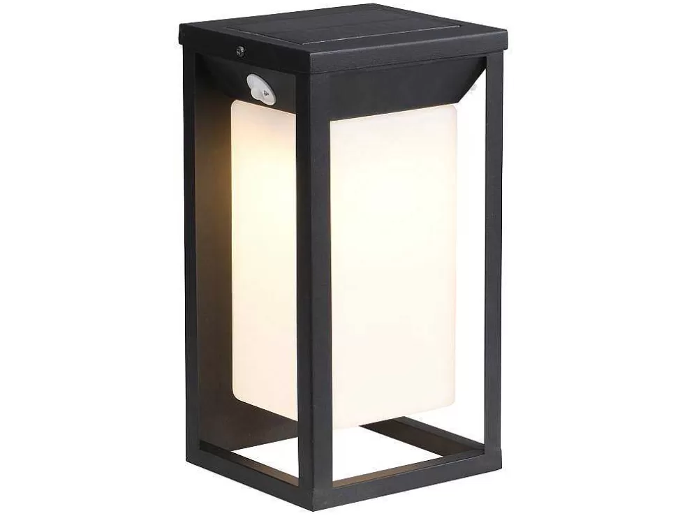 SOLARGEO Aplique De Exterior Com Painel Solar E Leds C15 X A30 Cm Metal Preto - Fozzano* Iluminação De Exterior