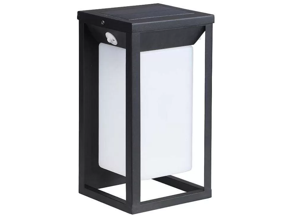 SOLARGEO Aplique De Exterior Com Painel Solar E Leds C15 X A30 Cm Metal Preto - Fozzano* Iluminação De Exterior