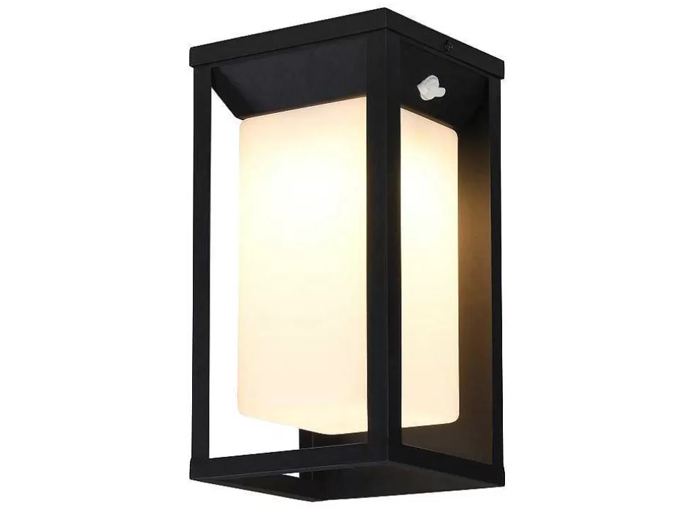 SOLARGEO Aplique De Exterior Com Painel Solar E Leds C15 X A30 Cm Metal Preto - Fozzano* Iluminação De Exterior