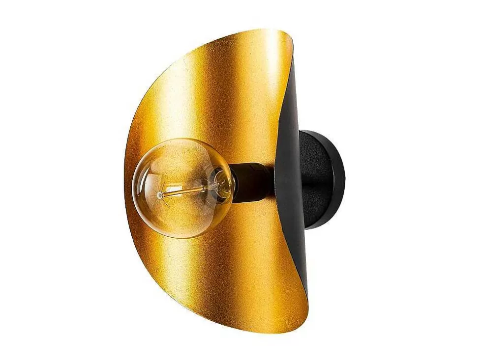 OZAIA Aplique De Parede Em Metal C. 13 X L. 17 X A. 30 Cm, Dourado E Preto - Helios* Candeeiro De Parede