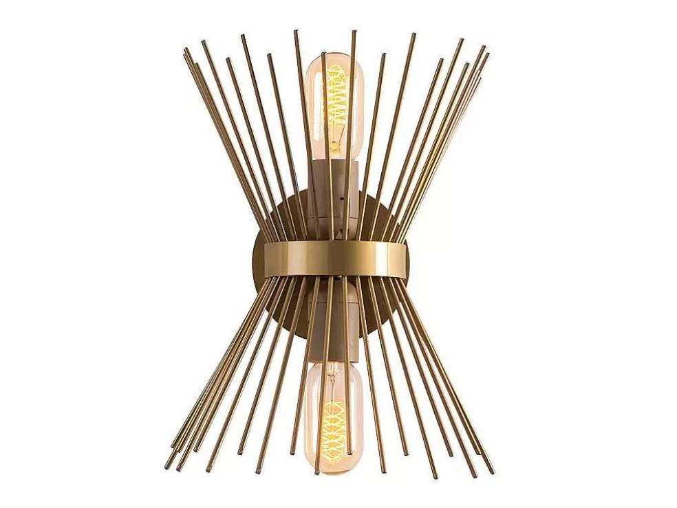 OZAIA Aplique De Parede Filiforme Em Metal De A. 33 Cm Cor Dourado - Kirpi* Candeeiro De Parede