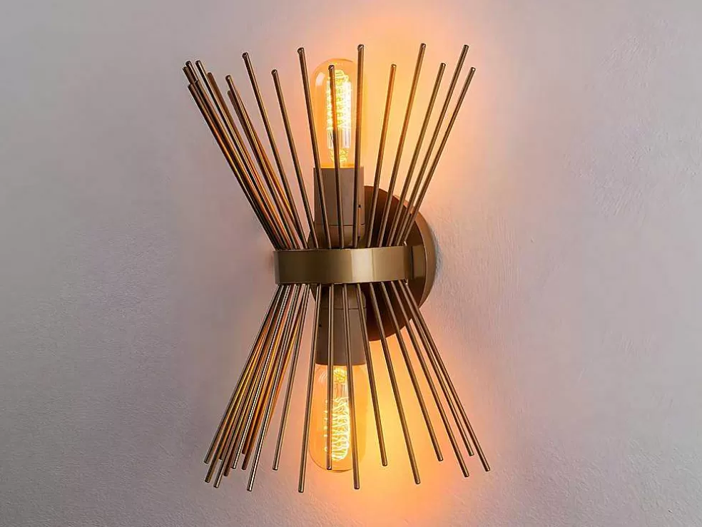 OZAIA Aplique De Parede Filiforme Em Metal De A. 33 Cm Cor Dourado - Kirpi* Candeeiro De Parede