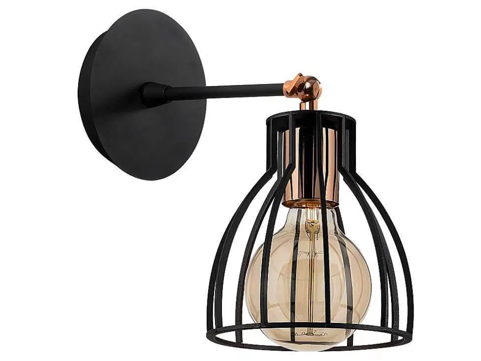 OZAIA Aplique De Parede Filiforme Em Metal De D. 15 Cm X A. 24 Cm Cor Preto - Kemah* Candeeiro De Parede