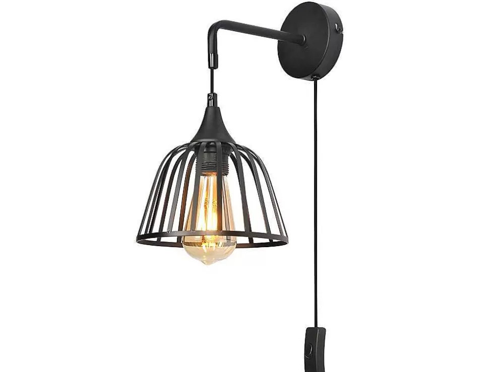 Vente-unique Aplique De Parede Industrial 18 X 28 X 32 Cm Em Ferro Preto - Brenda* Candeeiro De Parede