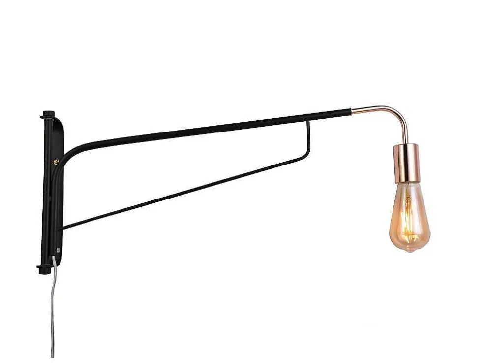 OZAIA Aplique De Parede Móvel Em Metal Curvo C65 X L10 X A25 Cm Preto E Acobreado - Colwood* Candeeiro De Parede