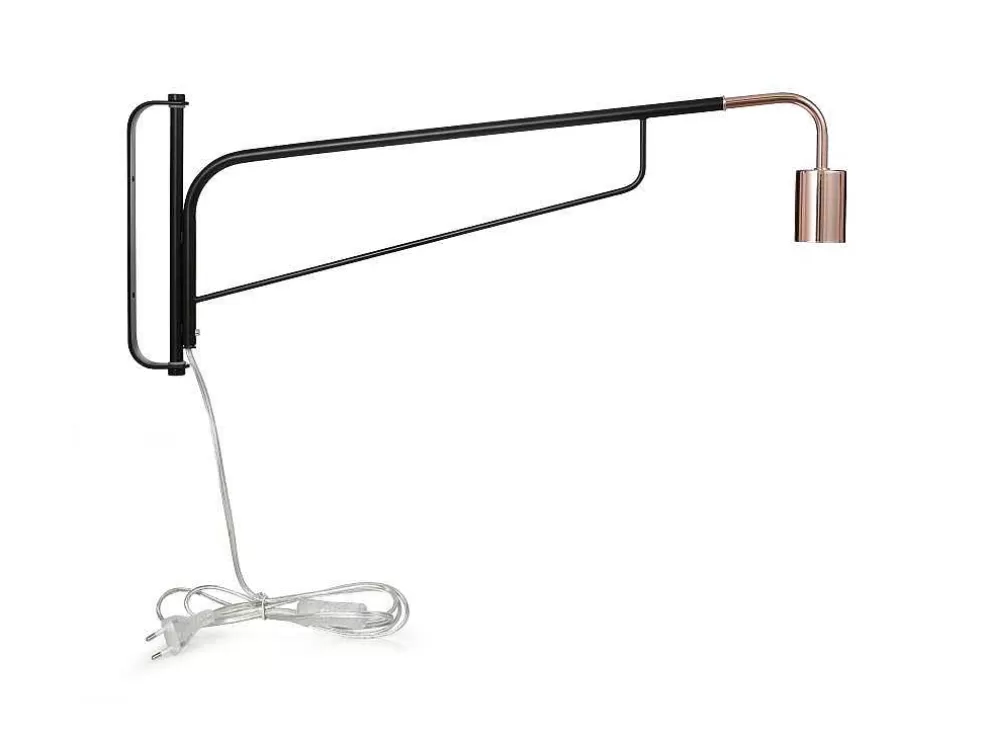 OZAIA Aplique De Parede Móvel Em Metal Curvo C65 X L10 X A25 Cm Preto E Acobreado - Colwood* Candeeiro De Parede