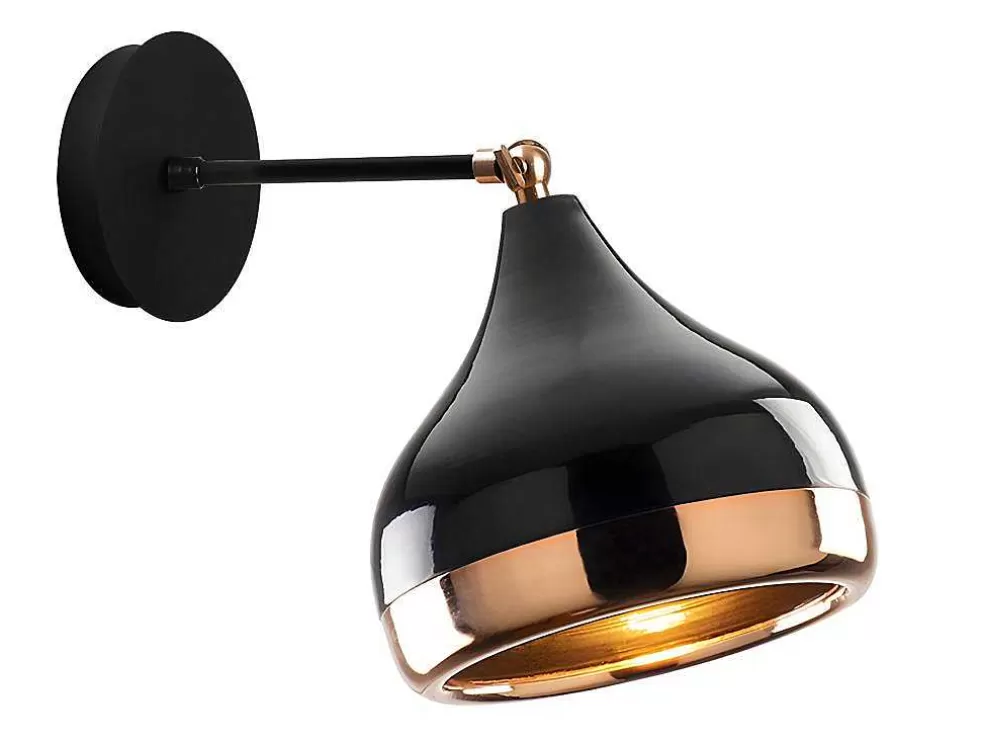 OZAIA Aplique Em Metal Com Abajur Orientavel De D. 17 X A. 28 Cm Cor Preto E Acobreado - Yildo* Candeeiro De Parede