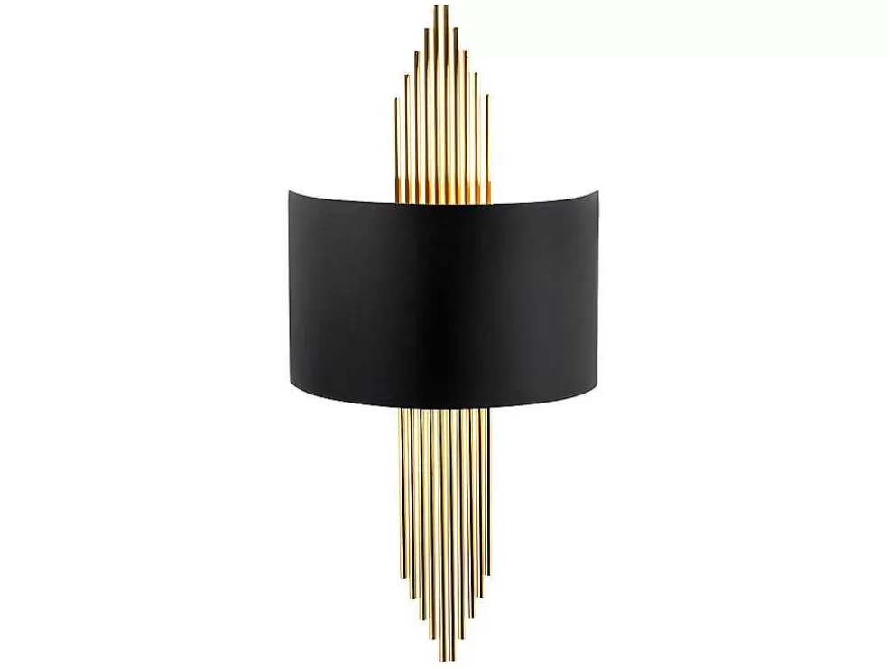 OZAIA Aplique Em Metal De C. 22 X A. 75 Cm Cor Preto E Dourado - Sangarius* Candeeiro De Parede