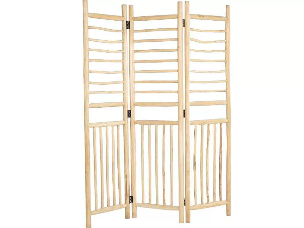 OZAIA Biombo Com 3 Paineis Em Madeira De Teca De C. 140 X A 180 Cm Cor Natural - Baguio* Biombo