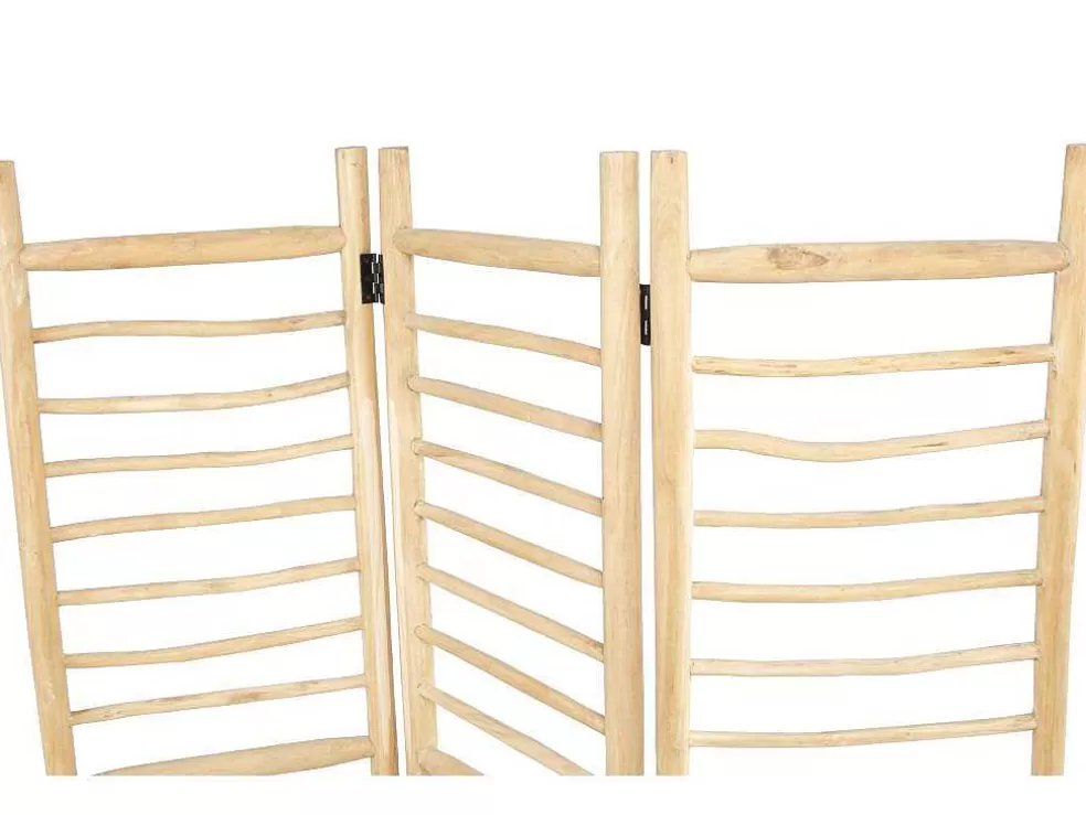 OZAIA Biombo Com 3 Paineis Em Madeira De Teca De C. 140 X A 180 Cm Cor Natural - Baguio* Biombo