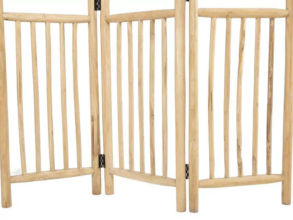 OZAIA Biombo Com 3 Paineis Em Madeira De Teca De C. 140 X A 180 Cm Cor Natural - Baguio* Biombo