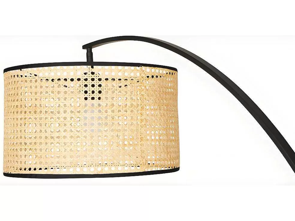 OZAIA Candeeiro Arco Entrelacado Neirobi - Estilo Etnico - Ferro E Vime - 105X40X195 Cm - Preto E Natural* Candeeiro De Pe