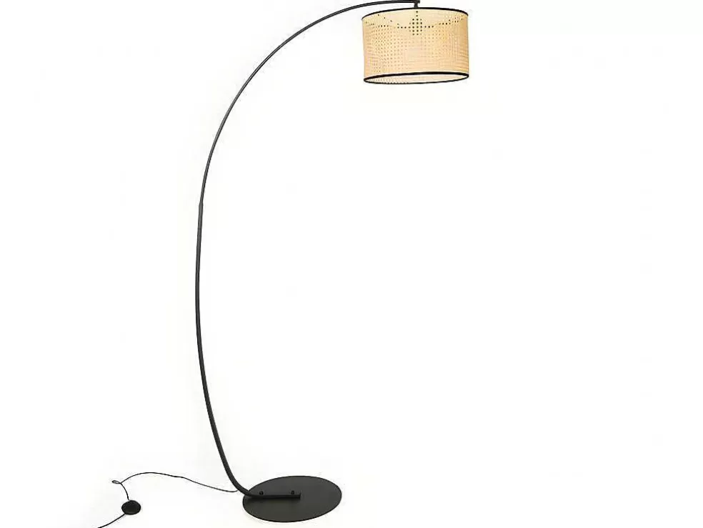 OZAIA Candeeiro Arco Entrelacado Neirobi - Estilo Etnico - Ferro E Vime - 105X40X195 Cm - Preto E Natural* Candeeiro De Pe