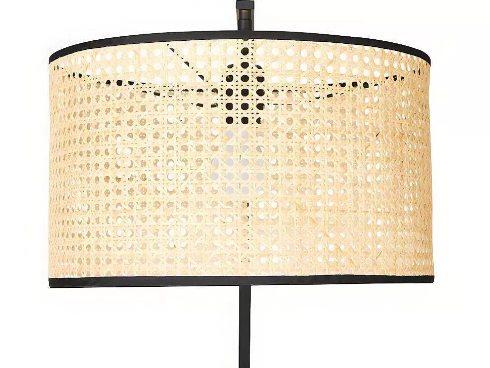 OZAIA Candeeiro Arco Entrelacado Neirobi - Estilo Etnico - Ferro E Vime - 105X40X195 Cm - Preto E Natural* Candeeiro De Pe