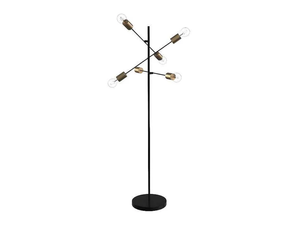 OZAIA Candeeiro Com Multiplas Lampadas Estilo Industrial Klepton - Metal - 49,5 X 28,5 X 146,5 Cm - Preto E Dourado* Candeeiro De Pe