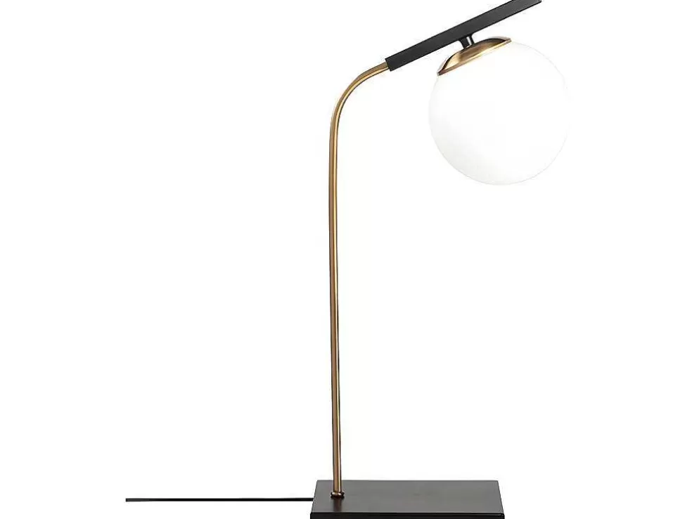 OZAIA Candeeiro De Mesa Art Deco Em Metal E Globo Em Vidro De C. 25 X A. 55 Cm Cor Preto - Yildiz* Candeeiro De Mesa