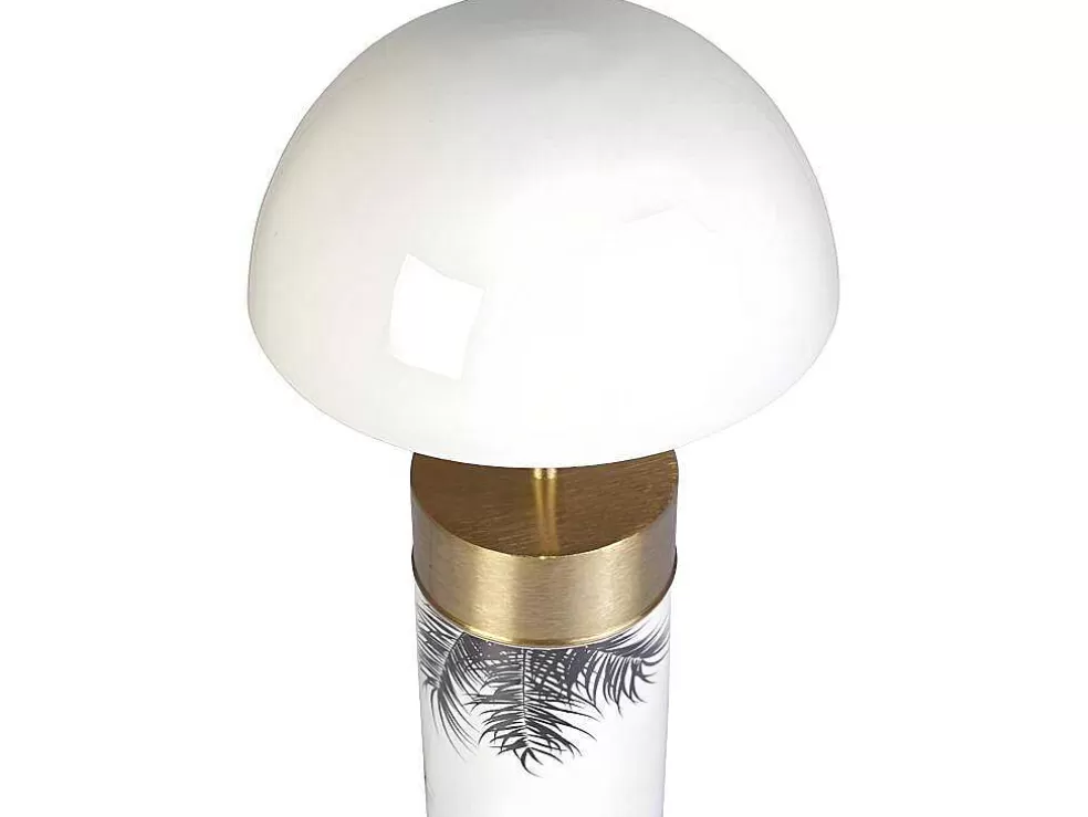 OZAIA Candeeiro De Mesa Cogumelo Estilo Art Deco Agaric - Ferro - 26X26X54 Cm - Branco, Dourado E Preto* Candeeiro De Mesa