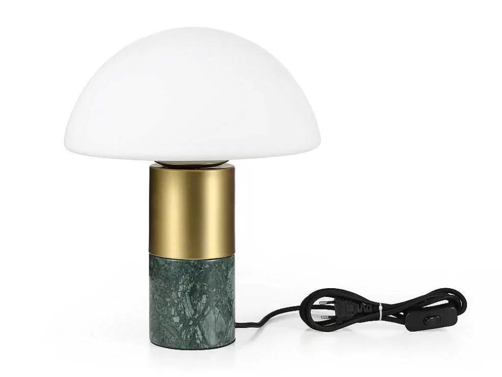 OZAIA Candeeiro De Mesa Cogumelo Marmore, Metal E Vidro D30 X A35 Cm Branco E Dourado - Langford* Candeeiro De Mesa