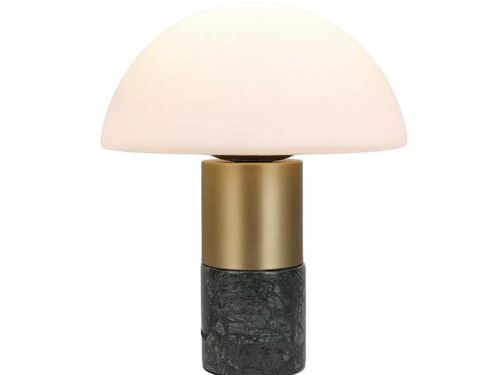 OZAIA Candeeiro De Mesa Cogumelo Marmore, Metal E Vidro D30 X A35 Cm Branco E Dourado - Langford* Candeeiro De Mesa
