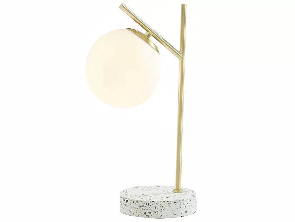 OZAIA Candeeiro De Mesa Estilo Vintage Lullaby - Base Em Terrazzo - 23X15X38 Cm - Dourado* Candeeiro De Mesa
