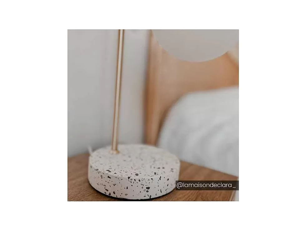 OZAIA Candeeiro De Mesa Estilo Vintage Lullaby - Base Em Terrazzo - 23X15X38 Cm - Dourado* Candeeiro De Mesa