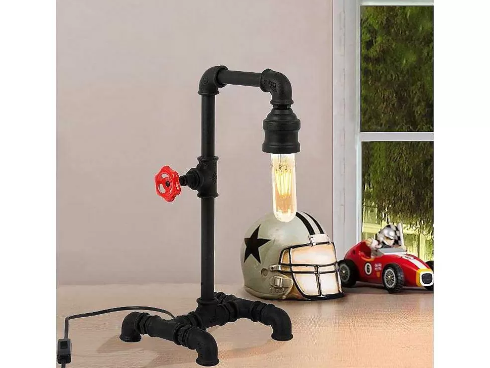 EPIKASA Candeeiro De Mesa Gorizia, Preto, Vermelho, 19 X 26 X 39 Cm, * Candeeiro De Mesa