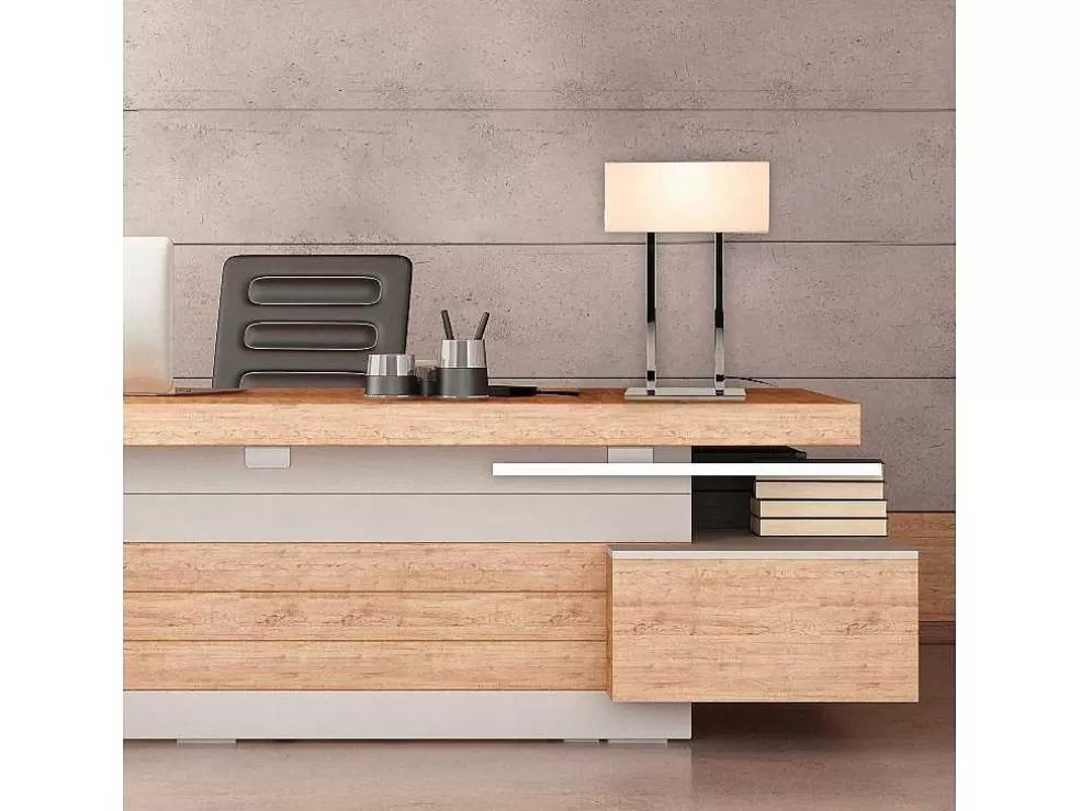 EPIKASA Candeeiro De Mesa Vicenza, Cromado, Branco, 35 X 15 X 52 Cm, * Candeeiro De Mesa