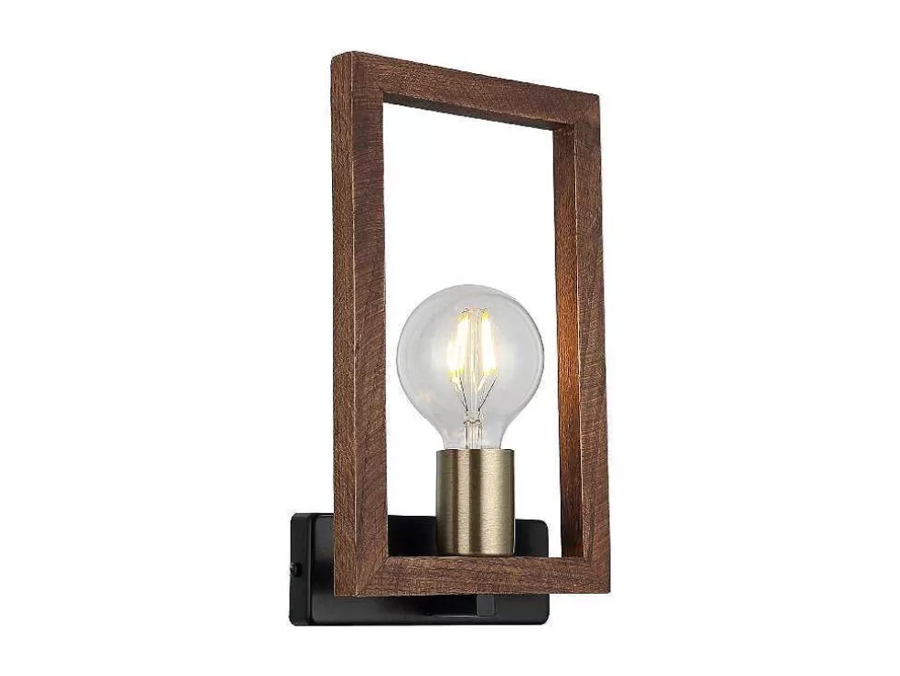 EPIKASA Candeeiro De Parede Como, Dourado, Preto, Madeira, 17 X 8 X 29 Cm, * Candeeiro De Parede